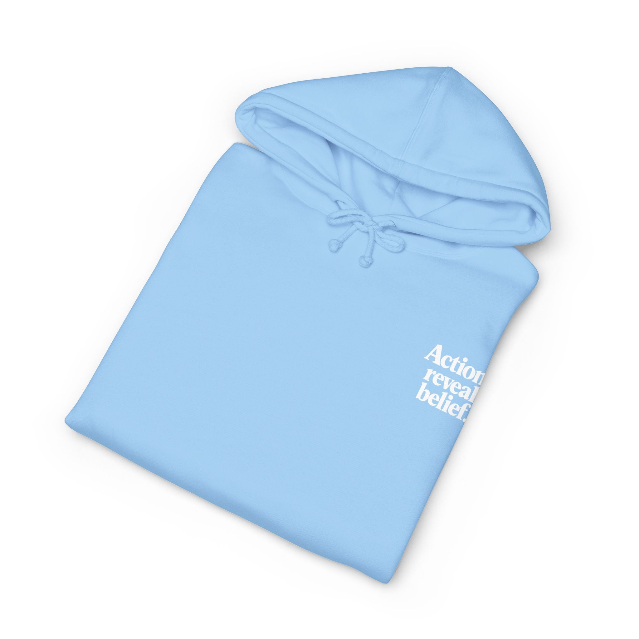 Blue Aqua Premium Heavyweight Comfort Hoodie folded
